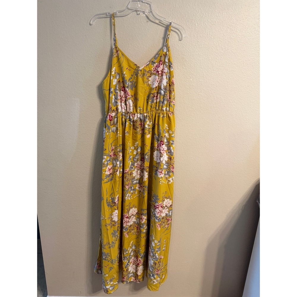 BloomChic Mustard Yellow Floral Maxi Dress US 16 NWT Adjustable Straps Boho